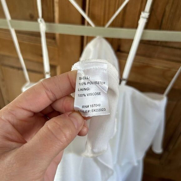 NWT Fanco‎ Shop Small White Ruffled Layered Dress Y Neck Strappy Tank Top - Picture 14 of 14